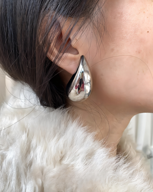 Minimalist Chrome Droplet Earrings