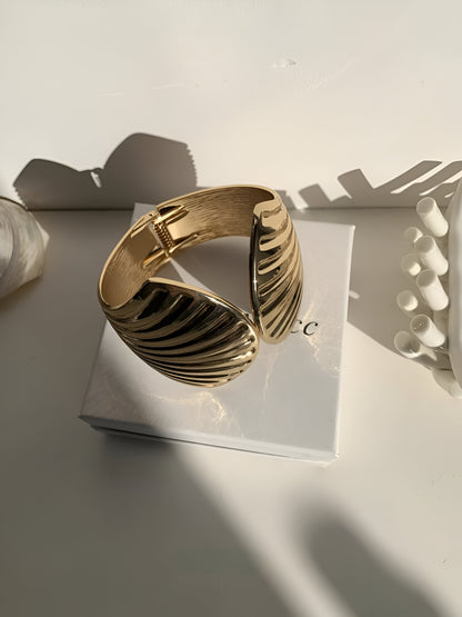 Textured Seashell Open Cuff Bracelet