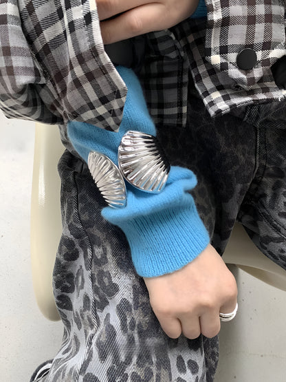 Textured Seashell Open Cuff Bracelet