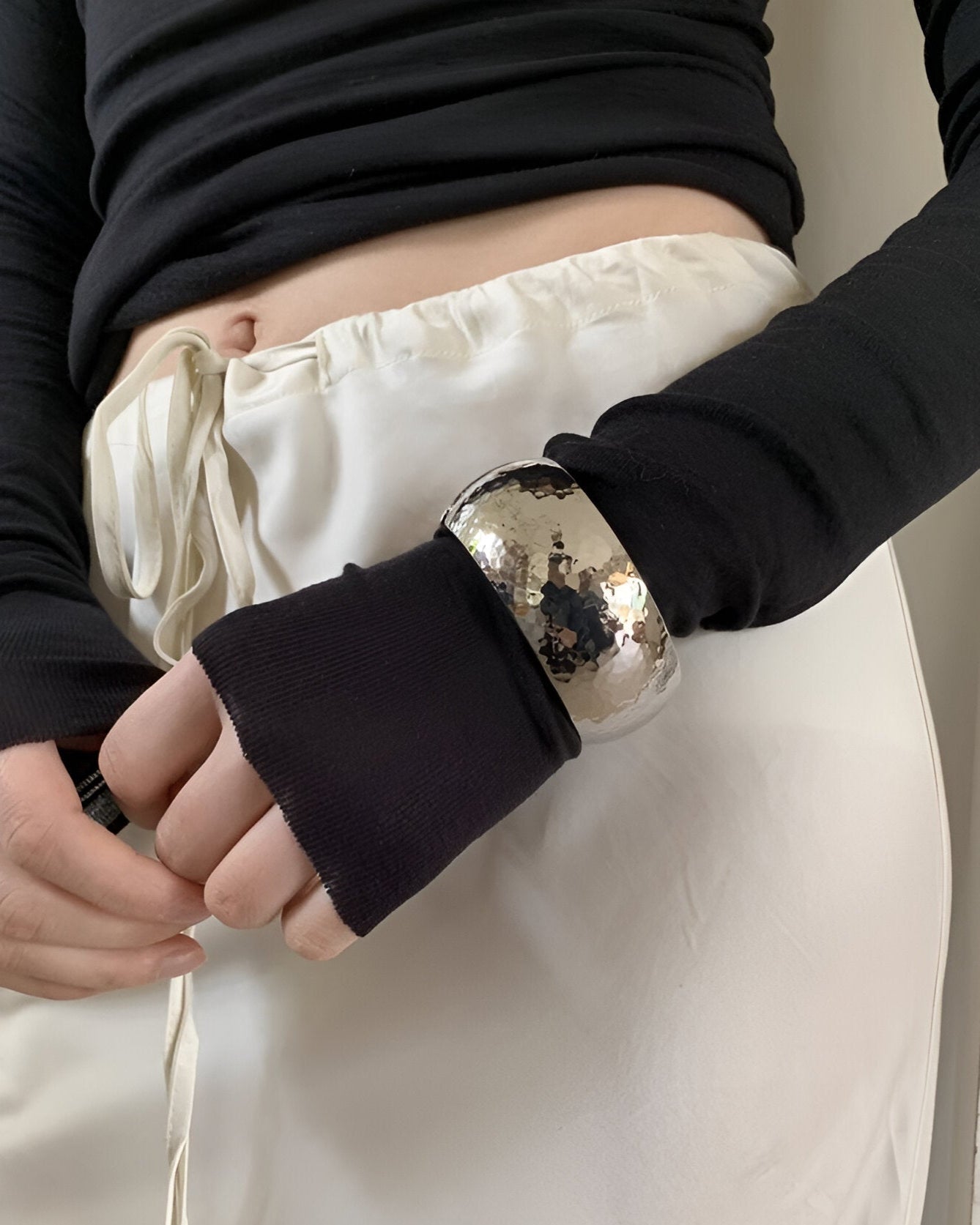 Hammered Metal Cuff Statement Bangle Bracelet