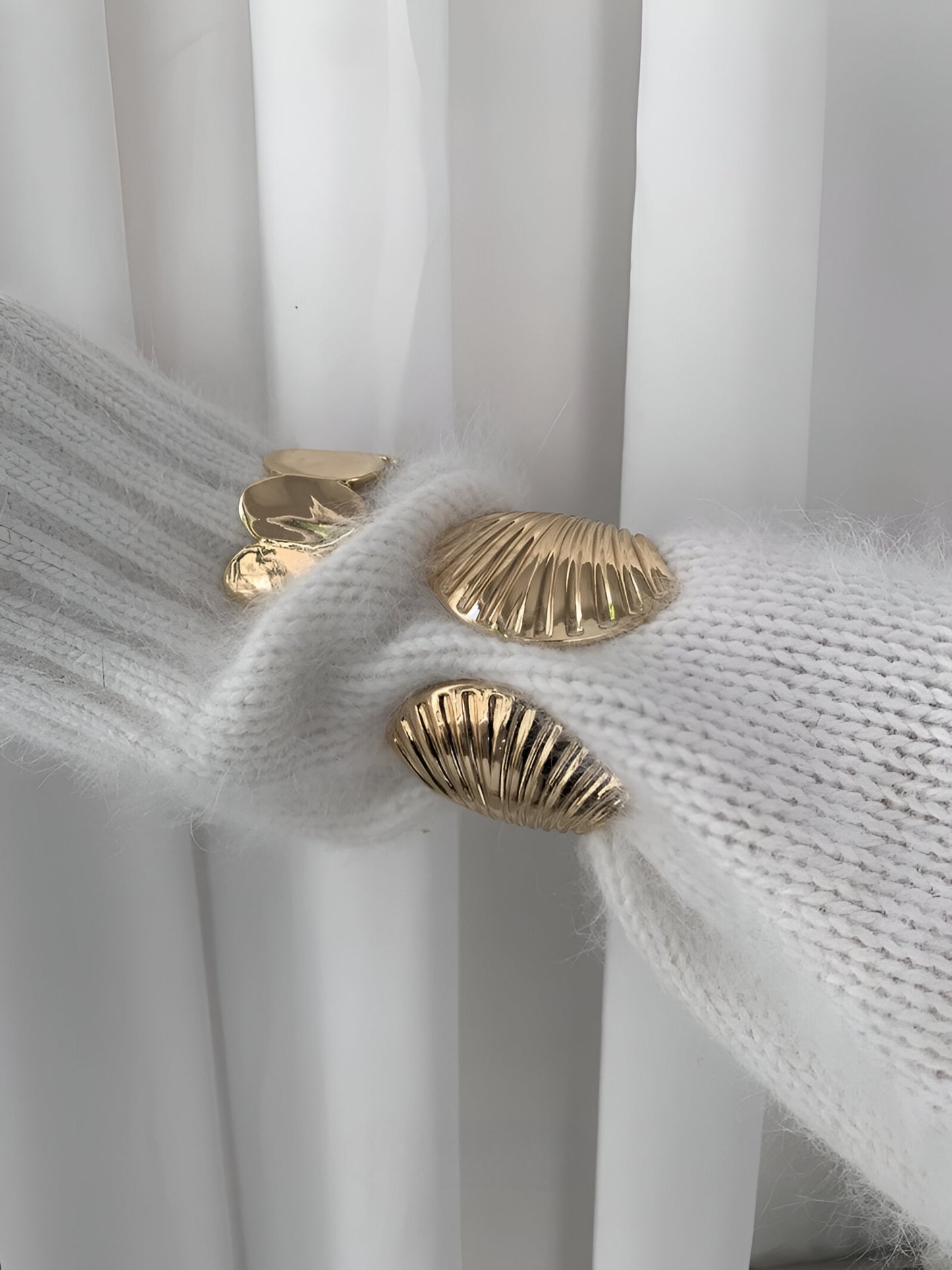 Textured Seashell Open Cuff Bracelet