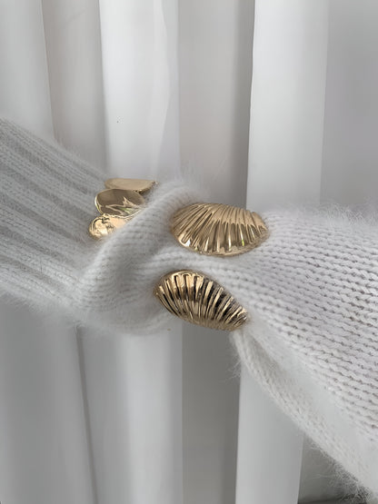 Textured Seashell Open Cuff Bracelet