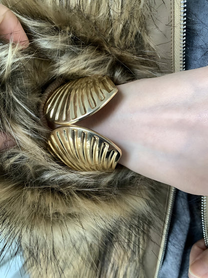 Textured Seashell Open Cuff Bracelet