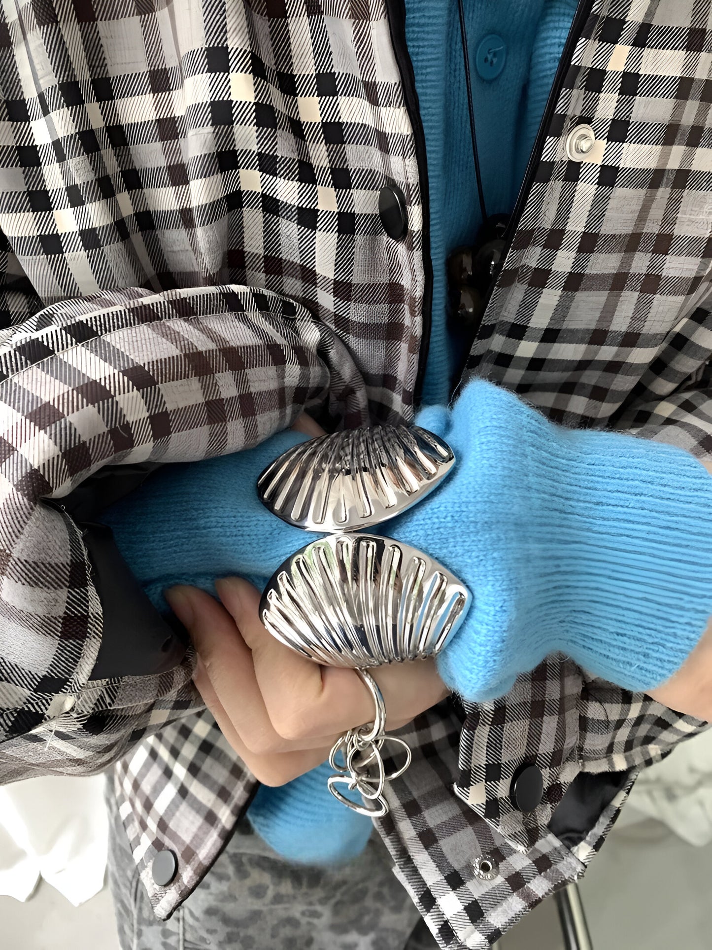 Textured Seashell Open Cuff Bracelet